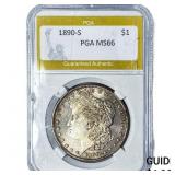 1890-S Morgan Silver Dollar PGA MS66