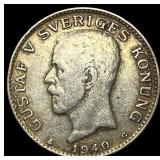 1940 Sweden Silver 1 Krona