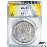 1880-S Morgan Silver Dollar ANACS MS63