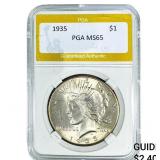 1935 Silver Peace Dollar PGA MS65