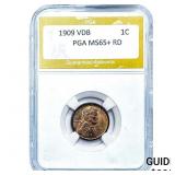 1909 VDB Wheat Cent PGA MS65+ RD