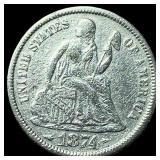 1874-S Silver Seated Liberty Dime CLOSELY UNCIRCUL