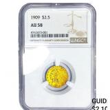 1909 $2.50 Gold Quarter Eagle NGC AU58