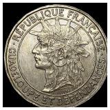 1921 French Guadeloupe 1 Franc Coin CLOSELY UNCIRC