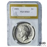 1921 Silver Peace Dollar PGA MS63