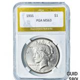 1935 Silver Peace Dollar PGA MS63