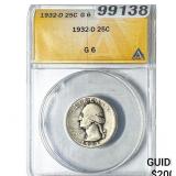 1932-D Washington Silver Quarter ANACS G6