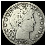 1912-S Silver Barber Half Dollar NEARLY UNCIRCULAT