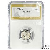 1923-S Mercury Silver Dime PGA MS63