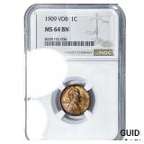 1909 VDB Wheat Cent NGC MS64 BN
