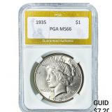 1935 Silver Peace Dollar PGA MS66