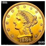 1886 $2.50 Gold Quarter Eagle CHOICE BU+