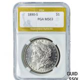 1890-S Morgan Silver Dollar PGA MS63