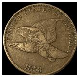 1858 Copper-Nickel Flying Eagle Cent NEARLY UNCIRC