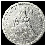 1855 Arrows Seated Liberty Quarter CLOSELY UNCIRCU
