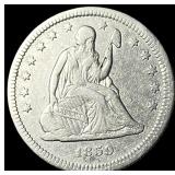 1859 Silver Seated Liberty Quarter CLOSELY UNCIRCU