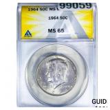 1964 Kennedy Half Dollar ANACS MS65