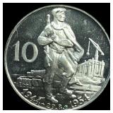 1954 Czechoslovakia Silver 10 Korun