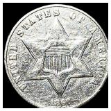 1862 Silver Three-Cent Piece CLOSELY UNCIRCULATED