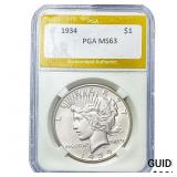 1934 Silver Peace Dollar PGA MS63