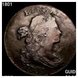 1801 Draped Bust Large Cent ABOUT UNCIRCULATED