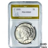 1935 Silver Peace Dollar PGA MS63
