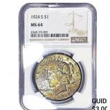 1924 Silver Peace Dollar NGC MS64
