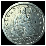 1853-O Silver Seated Liberty Quarter LIGHTLY CIRCU