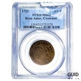 1723 1/2C Rosa Amer, Crowned PCGS MS62