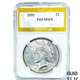 1935 Silver Peace Dollar PGA MS64