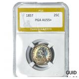 1857 Seated Liberty Quarter PGA AU55+
