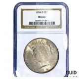 1934-D Silver Peace Dollar NGC MS63