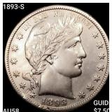 1893-S Barber Half Dollar CHOICE AU
