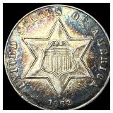 1862 Silver Three-Cent Piece CLOSELY  UNCIRCULATE