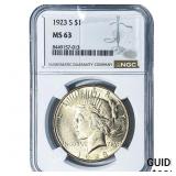 1923-S Silver Peace Dollar NGC MS63