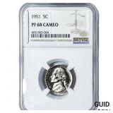 1951 Jefferson Nickel NGC PF68 Cameo