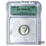 1941-S Mercury Silver Dime ICG MS67 FB