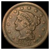 1853 Braided Hair Large Cent NEARLY UNCIRCULATED