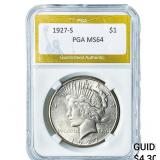 1927-S Silver Peace Dollar PGA MS64