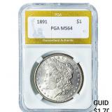 1891 Morgan Silver Dollar PGA MS64