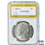 1921-S Morgan Silver Dollar PGA MS63
