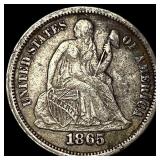 1865 Seated Liberty Dime NEARLY UNCIRCULATED