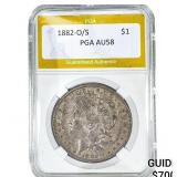 1882-O/S Morgan Silver Dollar PGA AU58
