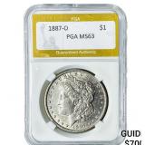 1887-O Morgan Silver Dollar PGA MS63