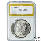 1891-S Morgan Silver Dollar PGA MS63
