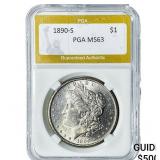 1890-S Morgan Silver Dollar PGA MS63