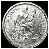 1876-CC Silver Seated Liberty Dime UNCIRCULATED