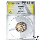 1913 Buffalo Nickel ANACS MS65 Var 1