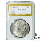 1921-S Morgan Silver Dollar PGA MS65