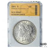 1891-S Morgan Silver Dollar SGS MS63